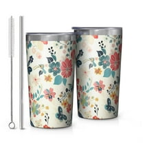 Pioneer Flower 10oz Tumblers Stainless Steel Tumbler with Lid and Straw,Vacuum Insulated Double Wall Travel Tumbler Cups with Cleaning Brush for Coffee, Tea