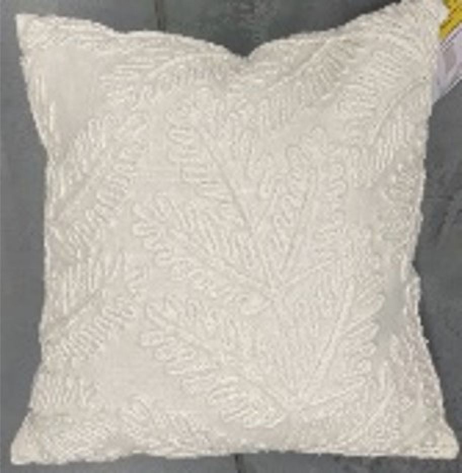 Mainstays 18"x18" Fern Decorative Pillow, White