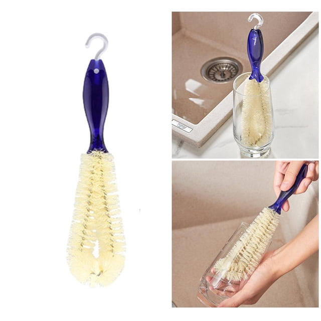 Cepillo de limpieza de copas de vino Cepillo de limpieza de cristalería multifunción Limpiador de cepillos de botellas para copas Copas de champán Vas , Amarillo corto Soledad Cepillo de limpieza