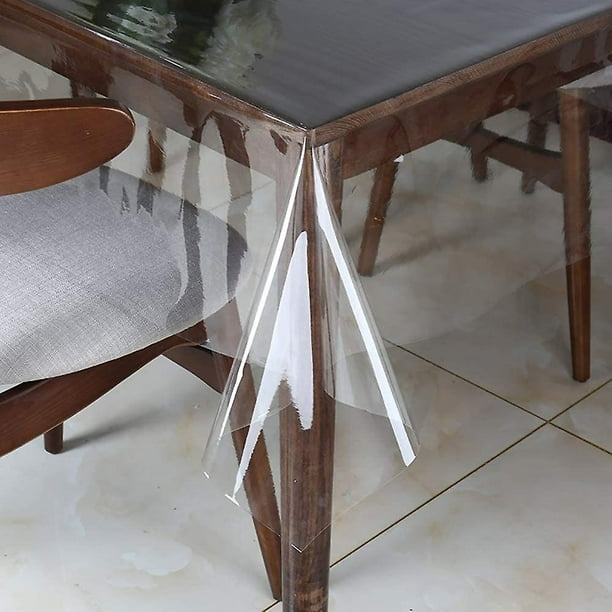 Couverture de nappe transparente Table transparente carrée en plastique  imperméable/résistant à l'huile 137*137cm 