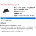 thumbnail image 2 of Brake Master Cylinder - Compatible with 1987 - 1996 Dodge Dakota 1988 1989 1990 1991 1992 1993 1994 1995, 2 of 2