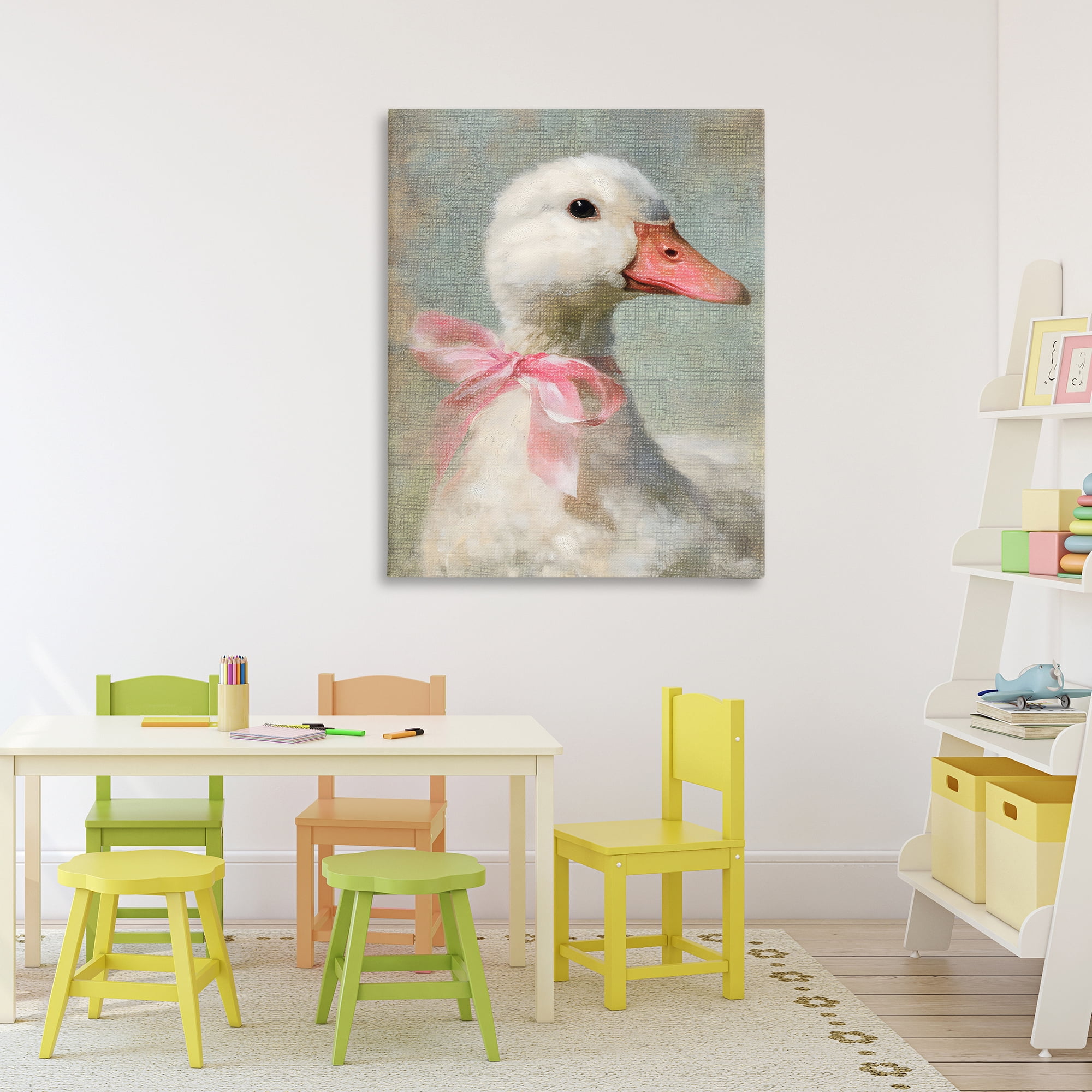 Stupell Industries Portrait of Pink Bow Goose Canvas Wall Art, design by LSR Design Studio