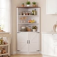 thumbnail image 2 of Jableast 67" Tall Farmhouse Corner Cabinet with Barn Door Design, Wooden Storage Cabinet with Open Display Shelves, Corner Hutch with Hidden Storage for Living Room, Kitchen, Bathroom, White, 2 of 8
