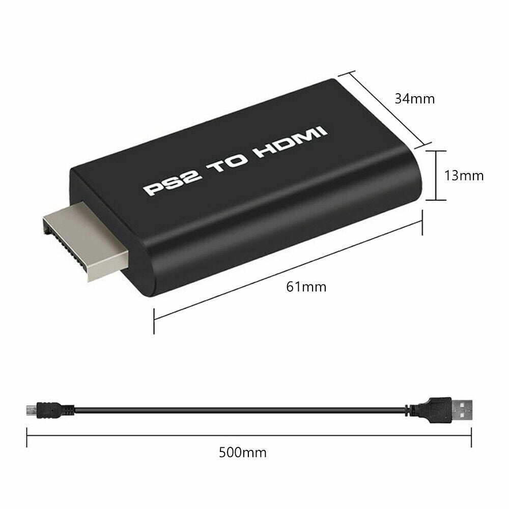 PS2 to HDMI Video Converter Adapter with 3.5mm Audio Output for HDTV Monitor Black