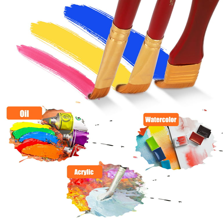  Oil Paint Brush Paint Brush Drawing Brush Candy Color for  Children Art Supplies for Watercolor Paintingfor(Flat Peak) : Arte y  Manualidades