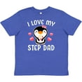 thumbnail image 3 of Inktastic I Love My Step Dad with Cute Penguin and Hearts Youth T-Shirt, 3 of 5