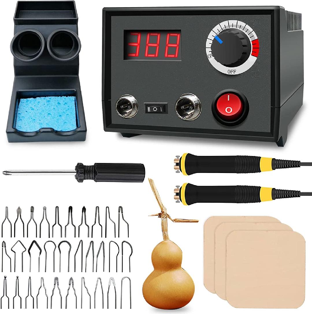Pyrography Wood Burning Kit Professional Wood Burner Tool Dual Pen 30