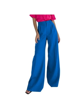  High Waist Women Wide Leg Pants Solid Office Baggy Suit Pant  Ladies All-Match Cozy Straight Casual Trouser (Color : Coffee, Size :  X-Large) : Clothing, Shoes & Jewelry