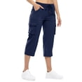 thumbnail image 7 of VBVC Women's Cargo Capri Pants with Pockets , Casual Summer Drawstring Knee Length Shorts , Ladies' Lightweight Outdoor Hiking Trousers for Women, Blue , S-3XL, 7 of 7