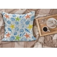 thumbnail image 2 of Nautical Fluffy Throw Pillow Cushion Cover, Marine Themed Starfish Mollusk Coral Reef Shells Oyster Underwater Design, Decorative Square Accent Pillow Case, 18" x 18", Blue and Yellow, by Ambesonne, 2 of 5