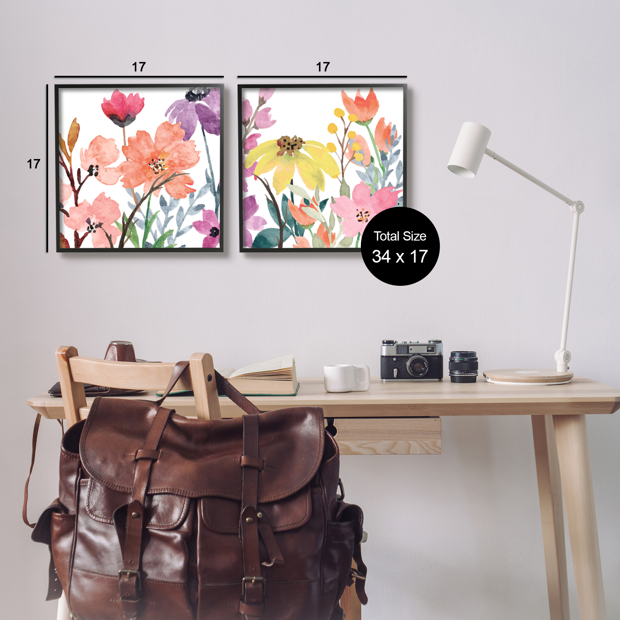 Stupell Industries Spring Florals on White Botanical & Floral Painting Black Framed Art Print Wall Art, 17 x 17