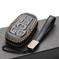thumbnail image 4 of Vitodeco Genuine Leather Smart Key Fob Case Cover Protector Compatible for Ford Fusion, Explorer, Escape, Edge, F-150, Mustang (2015 - 2017 Models) - 5-Button, Black, 4 of 5