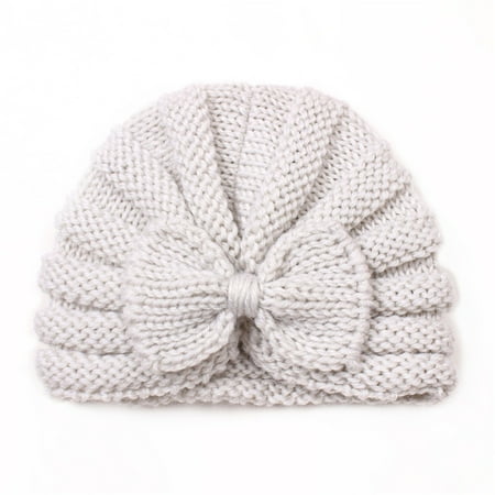 

QWERTYU Newborn Infant Ski Hat Baby Toddler Bow Beanie Winter Knitted Cap for Girl Boy 0-2Y One Size