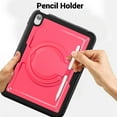 thumbnail image 6 of Shockproof Case for Apple iPad 11th 10th Generation 2025 2022, Rugged Hybrid Protective Cover with Pencil Holder & Shoulder Strap Kids Friendly Rotating Stand Case for iPad 11th 10th Gen, Rose, 6 of 8