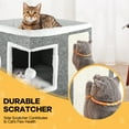 thumbnail image 4 of Cat Bed, YUWENUS Cat House for Indoor Cats with 2 Cushion, Large Cat Cave with Scratch Pad and Fluffy Ball Hanging, Grey, 4 of 11