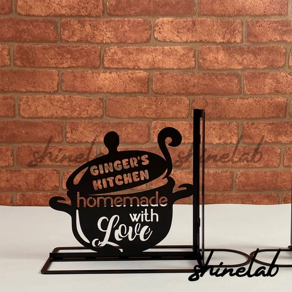 Shinelab Kitchen Homemade With Love Mental Bookends Custom Name Bookend Gift, Table Bookshelf Home Decor 5846