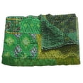 thumbnail image 4 of LR Home Green Patchwork Quilt Silk Blend Throw Blanket, 50" x 70", 4 of 11