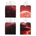 thumbnail image 2 of Lsque Red Moon Lava Printed Tissue Box Cover Holder, Facial Paper Organizer Dispenser,Square with Bottom Belt, PVC Leather Decorative Organizer, 2 of 8