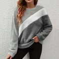 thumbnail image 2 of Miluxas Women's Crewneck Sweatshirts Long Sleeve Oversized Double Sided Velvet Fall Winter Pollover Color Block Casual Comfy Fashion Loose Tops Dark Gray S(S), 2 of 9
