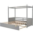 Bellemave Twin Size Canopy Daybed Frame with Trundle, Wood Twin Canopy Bed Can Turn into King in