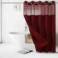 thumbnail image 5 of No Hook Waffle Weave Shower Curtain with Snap in Liner Set, Hotel Luxury Red Shower Curtains for Bathroom with See Through Top Window, Waterproof, Washable 71W x 74H, 5 of 6
