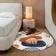 thumbnail image 2 of Round Rugs 3Ft, Boho Round Area Rug Washable Indoor Throw Carpet, Bohemia Middle Century Leaves Abstract Minimalist Beige Small Non Slip Circle Rug for Bedroom Living Room Home Decor Aesthetic, 2 of 8