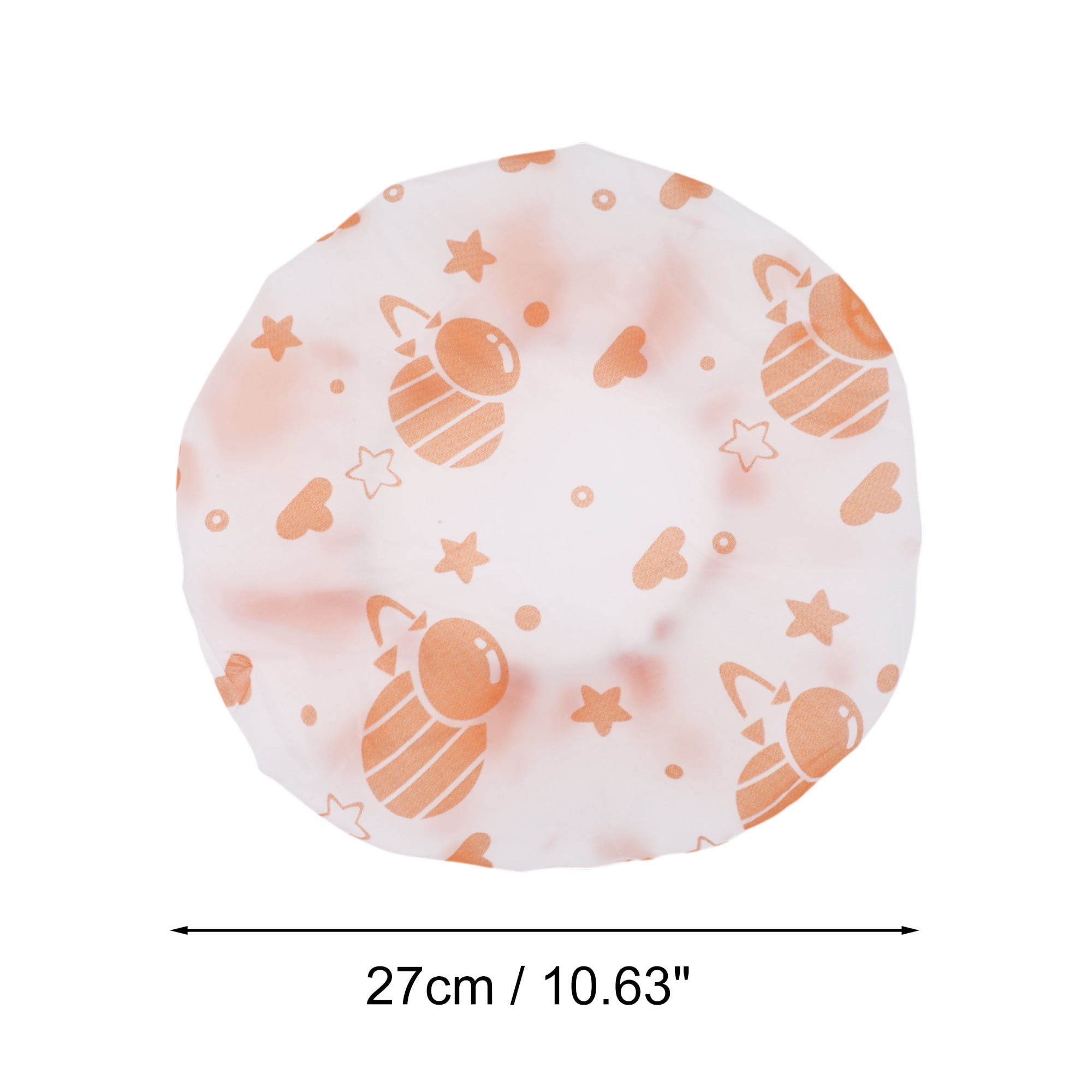 Unique Bargains Print Single Layer Shower Cap 5 Pcs Orange