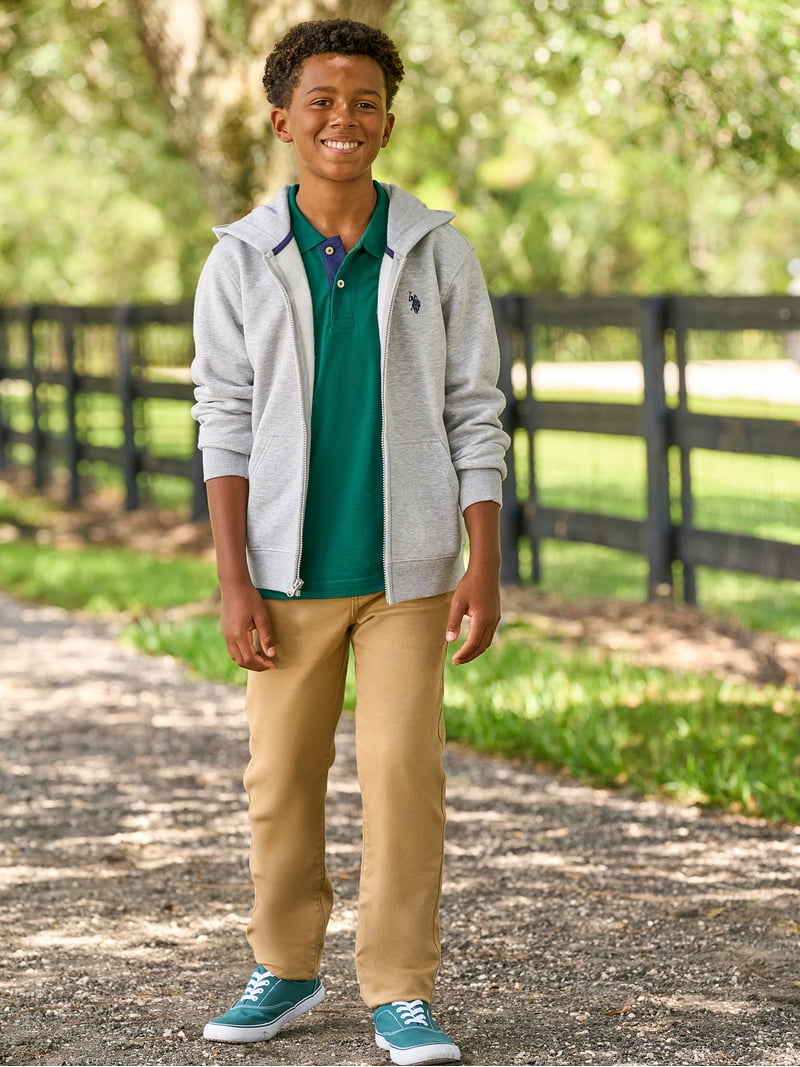 U.S. Polo Assn. Boys Fleece Zip-Up Hoodie, Sizes 4-18 - Walmart.com