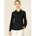 thumbnail image 2 of Allegra K Camisa Casual Con Botones Manga Larga Corbata De Lazo Para Mujer Negro M, 2 of 6