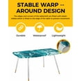 thumbnail image 2 of Teal Green Ocean Shark Rectangle Tablecloth, Waterproof Elastic Fitted Table Covers for 8 Foot Tables, 32x96inch Decorative Tablecloths for Picnic, Camping, Indoor, Outdoor, Coastal Wave Summer Beach, 2 of 6