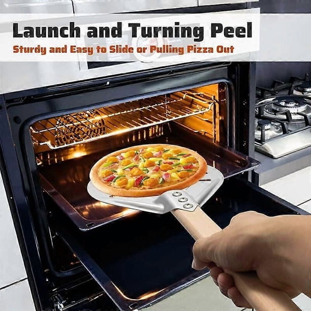 Pelle à pizza perforée en aluminium anodisé – Pelle à pizza pour four à pizza – Pelle à