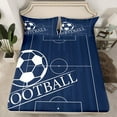 thumbnail image 2 of Football Twin Size Sheet Sets Sports Theme Sheets, Ball Gamer Bed Set Navy Blue Bed Sheets Set, Football Field Fitted Sheet, 2 of 7