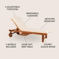 thumbnail image 4 of Seabrook 69 x 24 Inch Outdoor Acacia Wood Lounger with Cushion, 5-Position Back, Slide Table & Wheels, Light Brown, 4 of 9