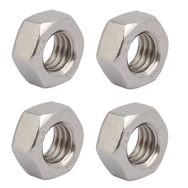 Unique Bargains 4Pcs M8 x 1.25mm Pitch Metric Thread 201 Stainless Steel Left Hand Hex Nuts