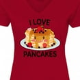 thumbnail image 4 of Inktastic I Love Pancakes with Cute Stack of Pancakes Women's V-Neck T-Shirt, 4 of 5
