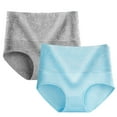 thumbnail image 2 of Fesfesfes Women Underwear Pack 2pcs Briefs Comfortable Cotton High Waist Underwear Women Plus Panties Plus Size Panties, 2 of 3