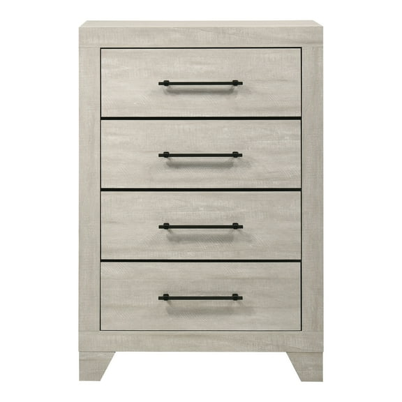 Furniture of America Baurke Modern 4-Drawer Vertical Dresser, Light Gray