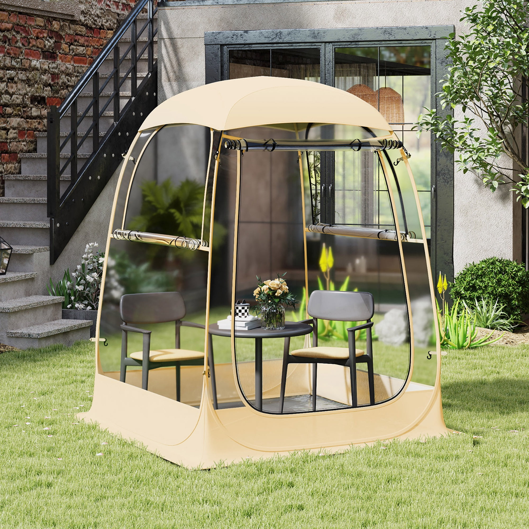 Gymax 4.2 x 4.2 FT Instant Pop up Tent Weatherproof Shelter Sports Tent for 1-2 People
