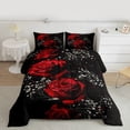 thumbnail image 2 of Manfei Romantic Rose Bedding Comforter Set for Lover, Couple Valentines Day Twin Comforter Sets, Black Red Reversible Bedding Set, Luxury Bedroom Decor, 2 Pieces, 2 of 8