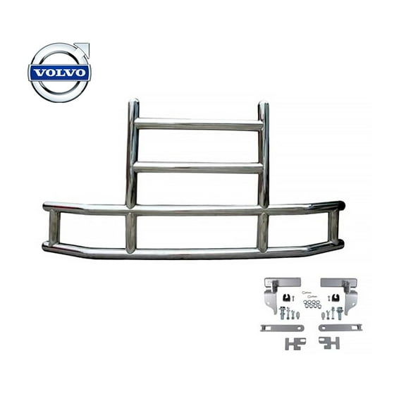 Medium Model Deer Grille Guard Compatible for VOLVO VNL (2018-2022) with Brackets - 84-2/5"x10"x42-3/5" Heavy Duty Polished Stainless Steel Grille Guard for Trucks
