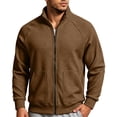 thumbnail image 2 of LYSMORA Men's Waffle Knit Full Zip Jacket Stand Collar Long Sleeve Raglan Sleeve Sweatshirt with Patch Pockets, 2 of 7