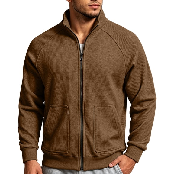Horkkom Zip Up Jacket Solid Color Mock Neck Winter Outfits Sweatshirt Casual Stylish Sweatshirt M