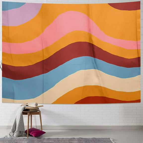 PRATYUS  Abstract Groovy Hippie Tapestry, Retro 60s 70s 80s Home Decor, Vintage Tapestries Wall Hangings, Hippie Wall Decor, Pink and Orange Room Decor, Tapestry Aesthetic 40x30inch