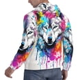 thumbnail image 6 of Naloa Cool Colorful Wolf Men's Casual Hooded Collar Drawstring Hoodies Pullover Sweatshirts Casual Long Sleeve Shirts-XX-Large, 6 of 7