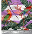 thumbnail image 1 of Soimoi Moss Georgette Fabric Tropical Leaves,Stripe & Parrot Bird Print Fabric by Yard 42 Inch Wide, 1 of 3