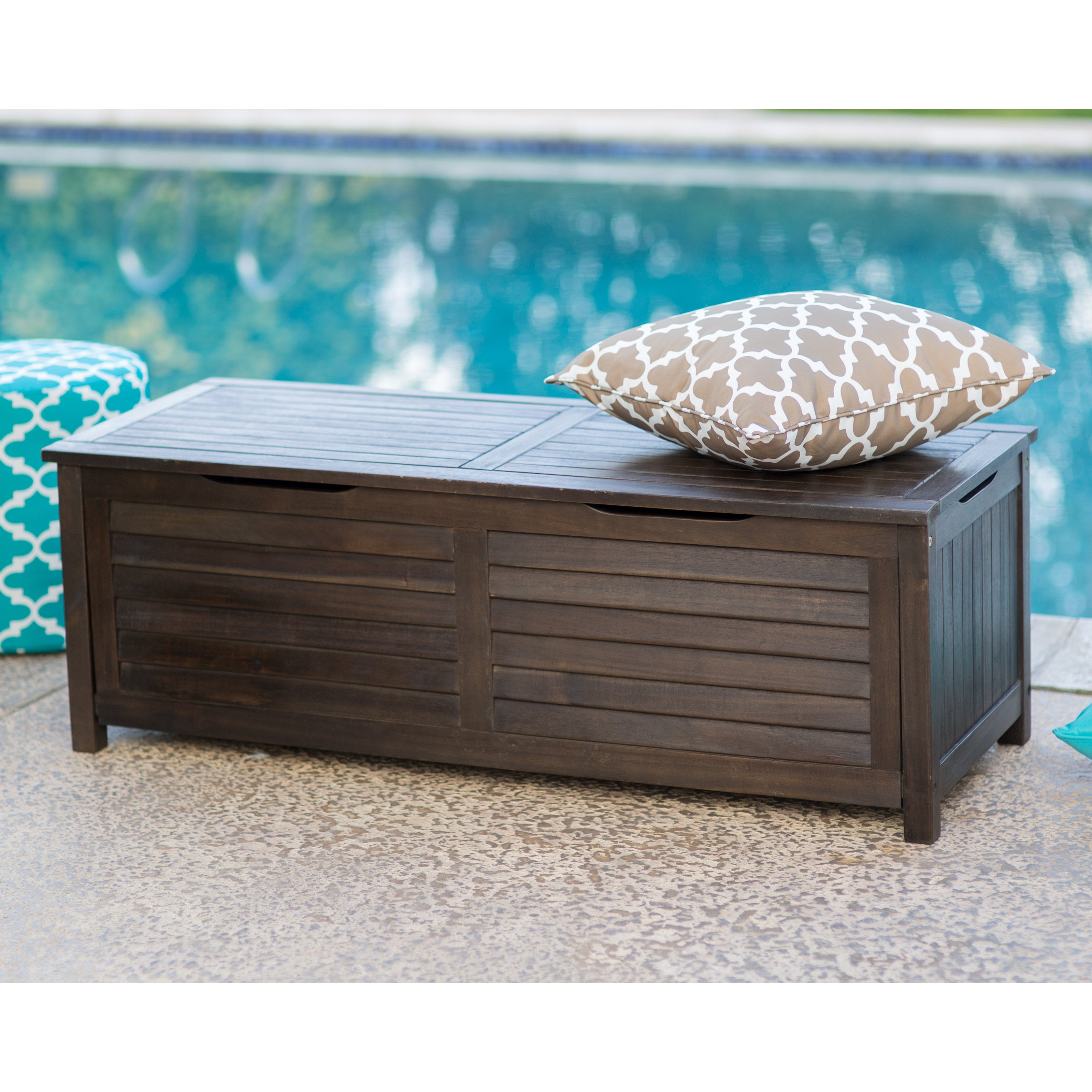 Coral Coast Barclay Outdoor Wood 50-Gallon Storage Deck Box Dark Brown by