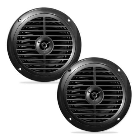 PYLE PLMR67B - 6.5 Inch Dual Marine Speakers - 2 Way Waterproof and Weather Resistant Outdoor Audio Stereo Sound System with 120 Watt Power, Polyprone Cone and Cloth Surround - 1 Pair