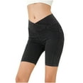 thumbnail image 2 of Yourumao Stretchy Jean Shorts for Women High Waisted Crossover Pull On Jorts Booty Lifting Denim Shorts Summer Yoga Shorts, 2 of 3