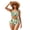 Cactus with Floral Pattern, variant on Women's High Waisted Halter Bikini Set Watercolor Lemon Leaf Print with Drawstring Sides Trendy Summer Beach Swimwear with Removable Pads
