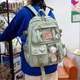thumbnail image 3 of mochila bonita para mujer, impermeable, multibolsillos, de nailon, para la escuela, para estudiantes y niñas, verde, 30 x 10 x 40 cm., 3 of 4